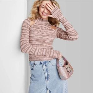 Mock Turtleneck Fitted Cut Out Pullover Sweater Wild Fable Spacedye